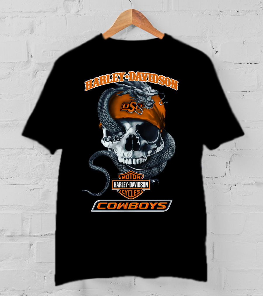 Harley Davidson Osu Cowboys Skull And Snake T-Shirt