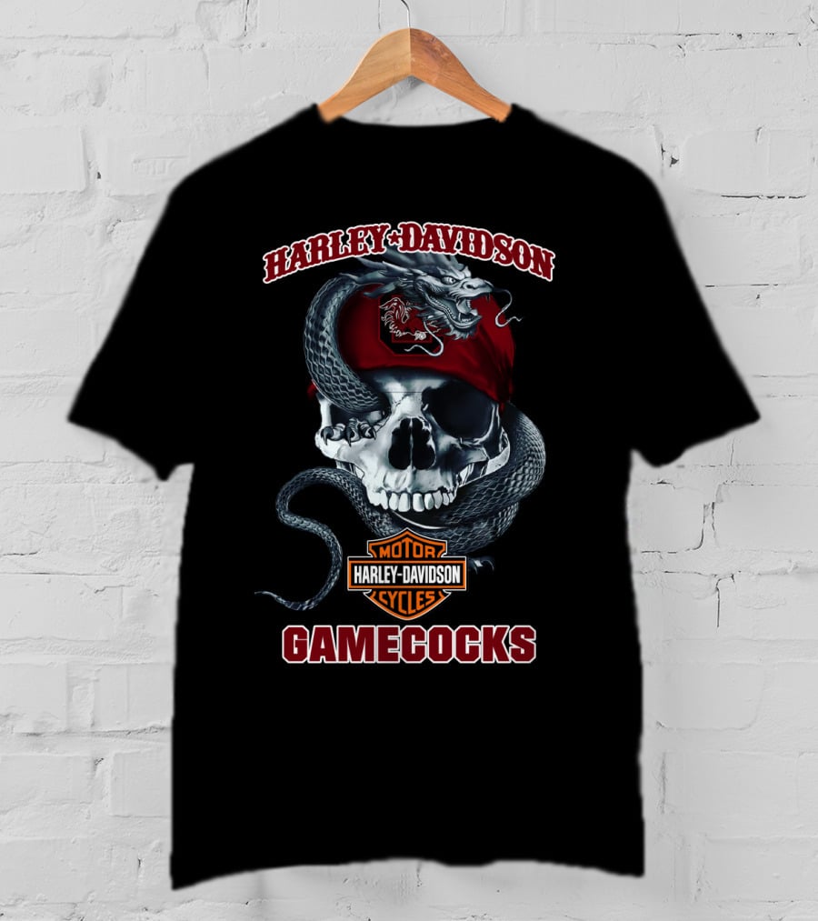 Harley Davidson Motorcycles South Carolina Gamecocks Skull And Snake T-Shirt