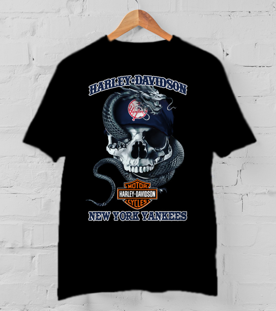Harley Davidson New York Yankees Skull Snake T-Shirt