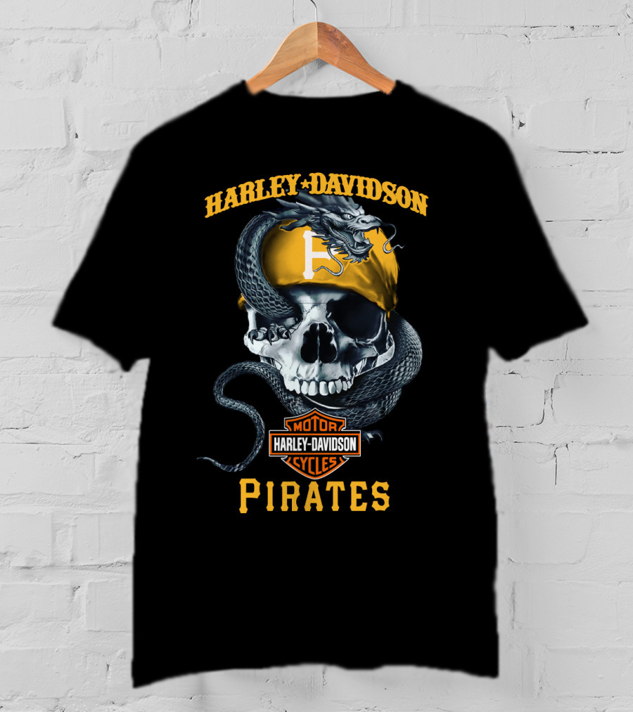 Harley Davidson Pirates Pittsburgh Skull And Snake T-Shirt