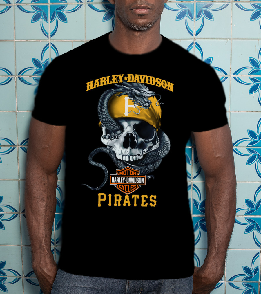 Harley Davidson Pirates Pittsburgh Skull And Snake T-Shirt