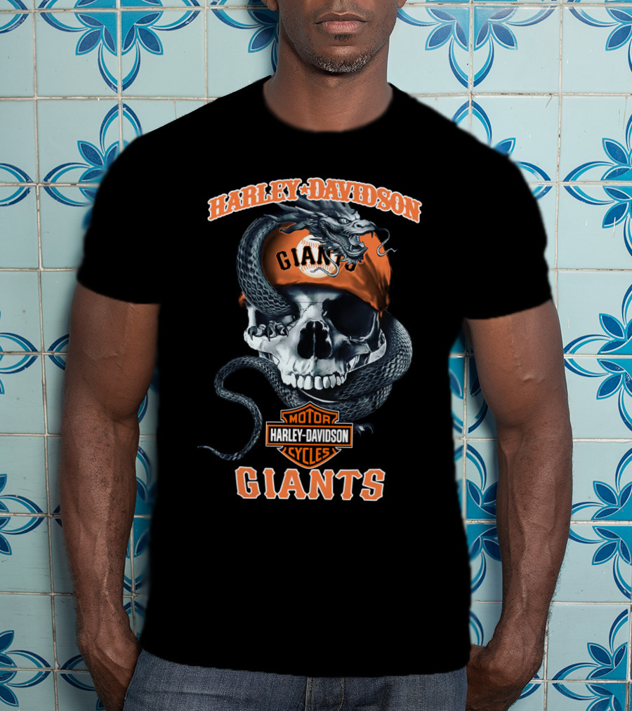 Harley Davidson San Francisco Giants Skull And Snake T-Shirt