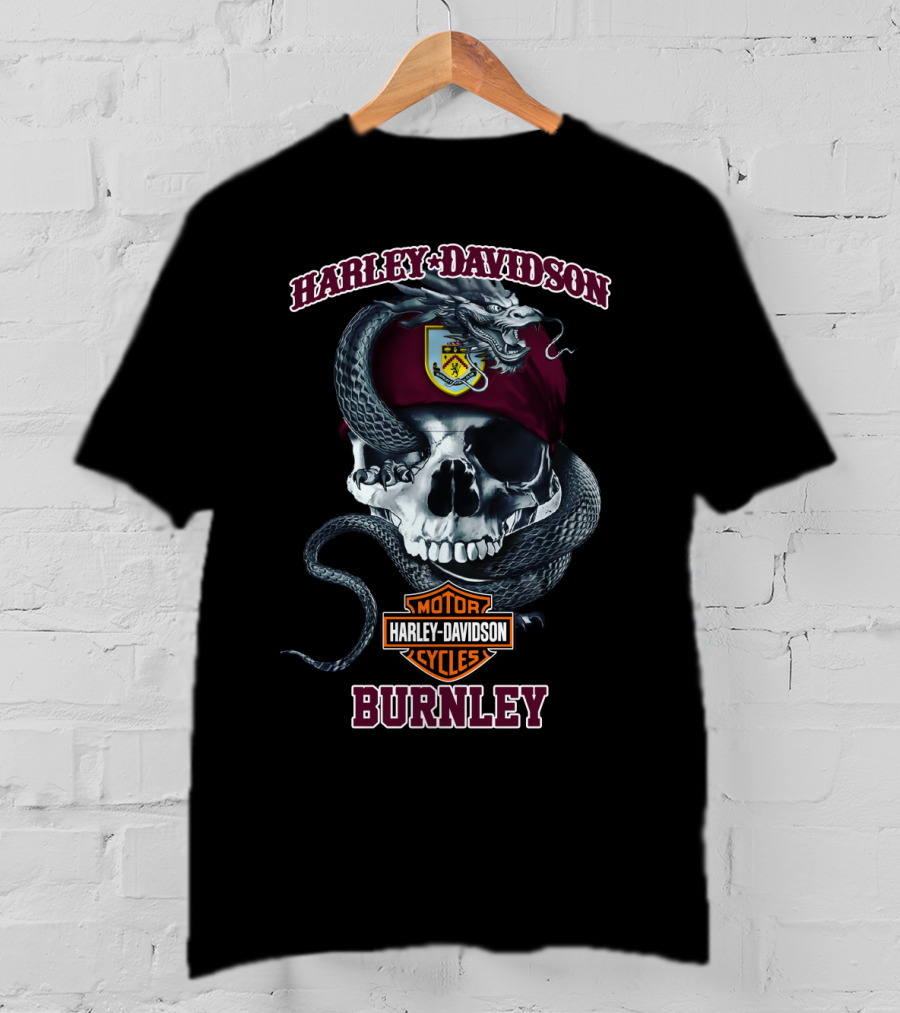 Harley Davidson Motor Cycles Skull Snake Burnley T-Shirt