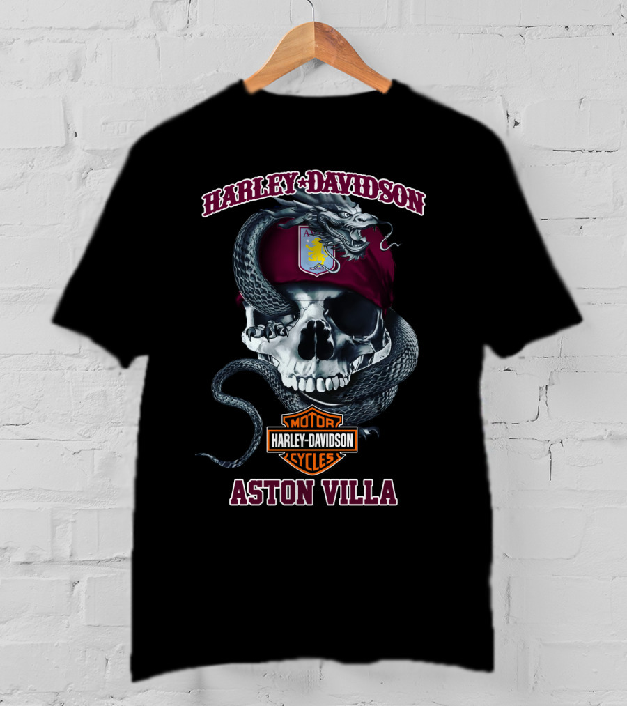 Harley Davidson Aston Villa Skull And Snake T-Shirt