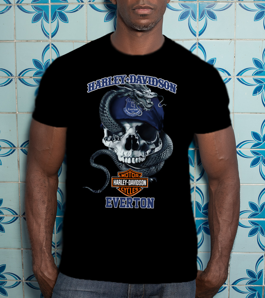 Harley Davidson Everton Motorcycles Skull Snake T-Shirt