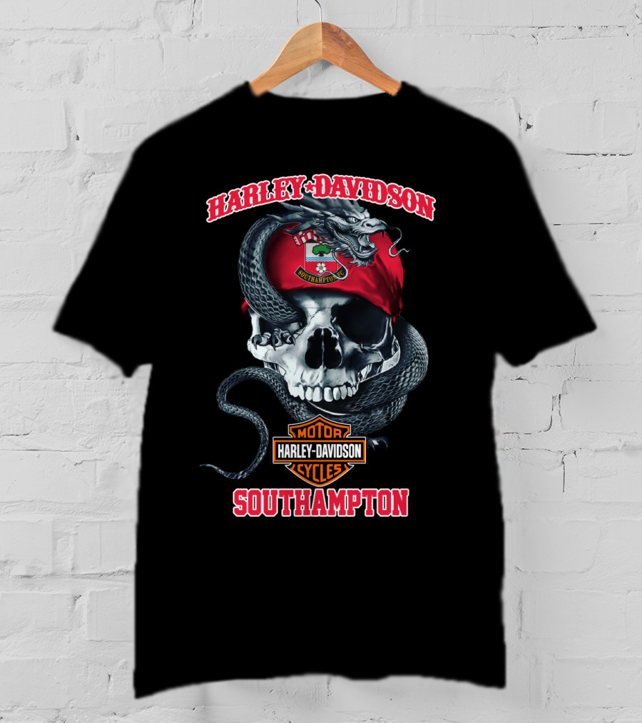 Harley Davidson Motor Cycles Skull Snake Southampton T-Shirt