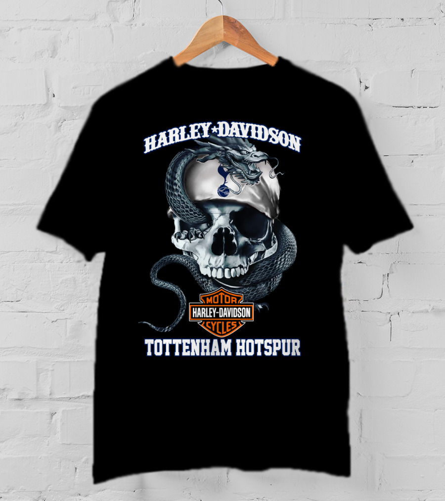 Harley Davidson Motor Cycles Skull Tottenham Hotspur T-Shirt