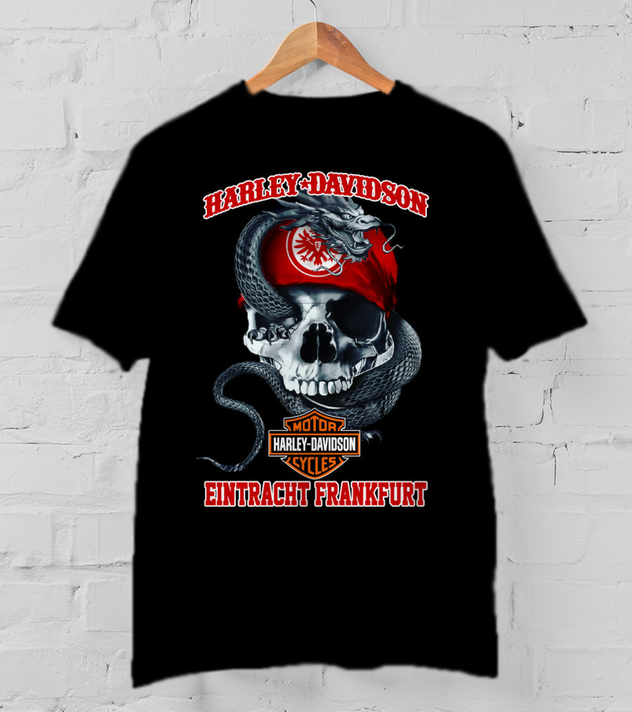 Harley Davidson Eintracht Frankfurt Skull Dragon Motor Cycles T-Shirt