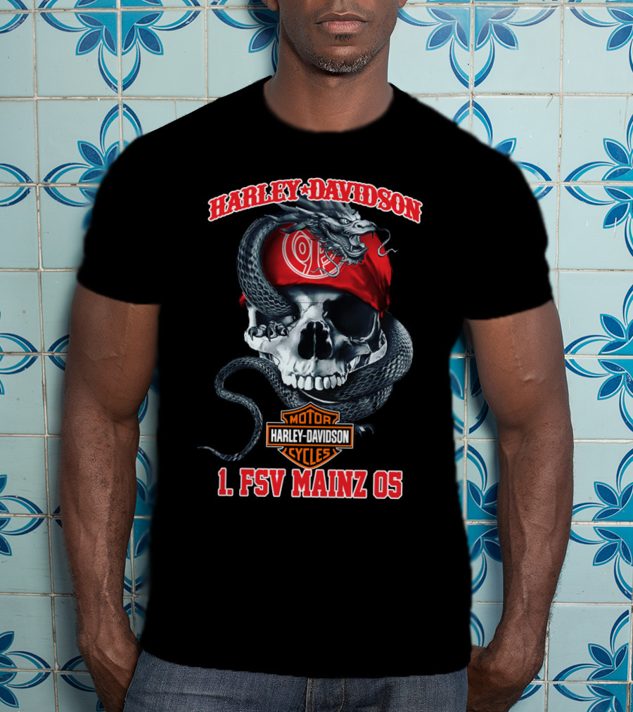 Harley Davidson Motor Cycles Skull Snake 1. Fsv Mainz T-Shirt