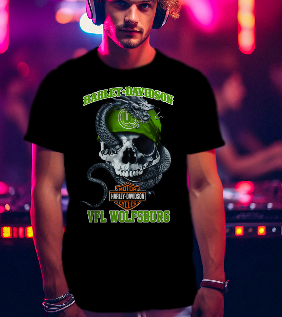 Harley Davidson Vfl Wolfsburg Skull And Snake T-Shirt