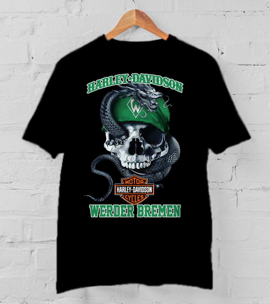 Harley Davidson Werder Bremen Skull Snake Motor Cycles T-Shirt