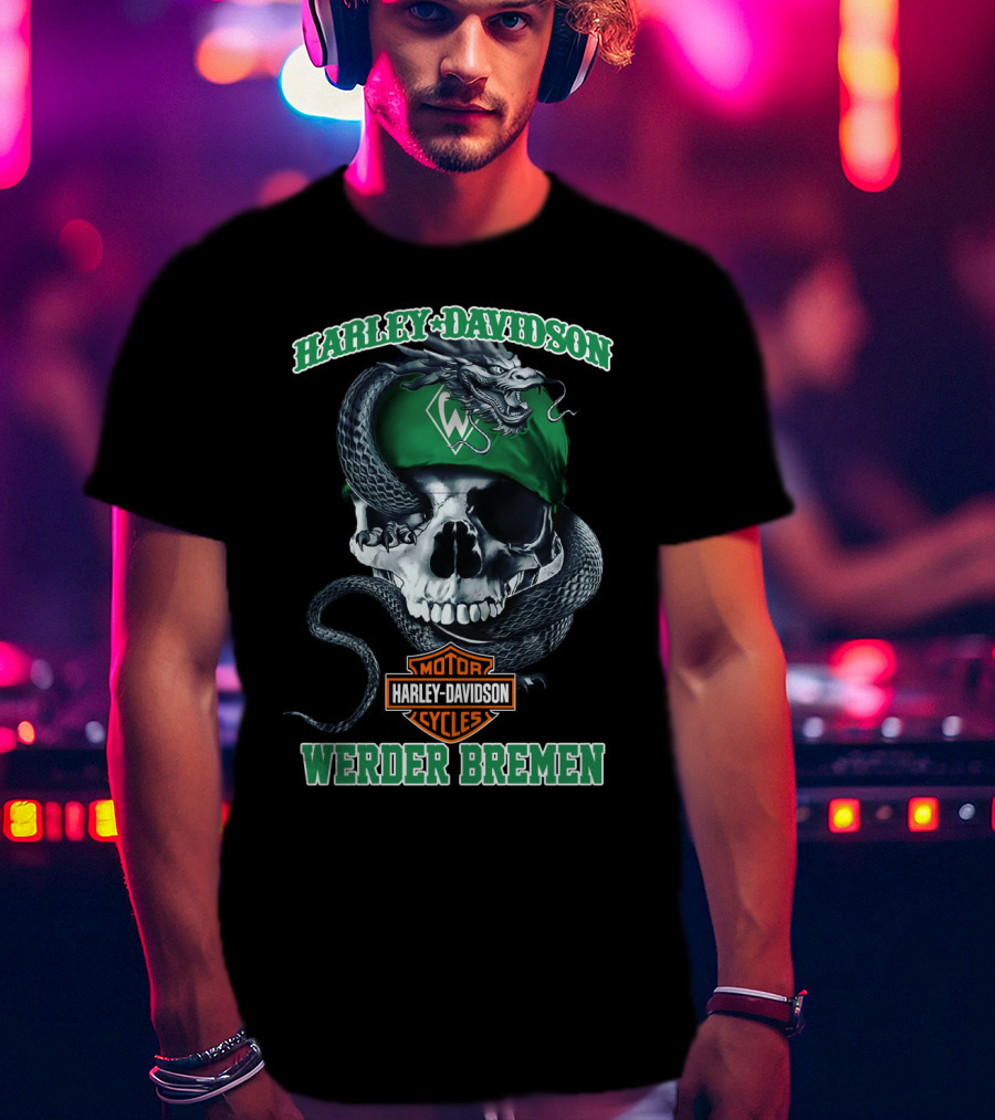 Harley Davidson Werder Bremen Skull Snake Motor Cycles T-Shirt