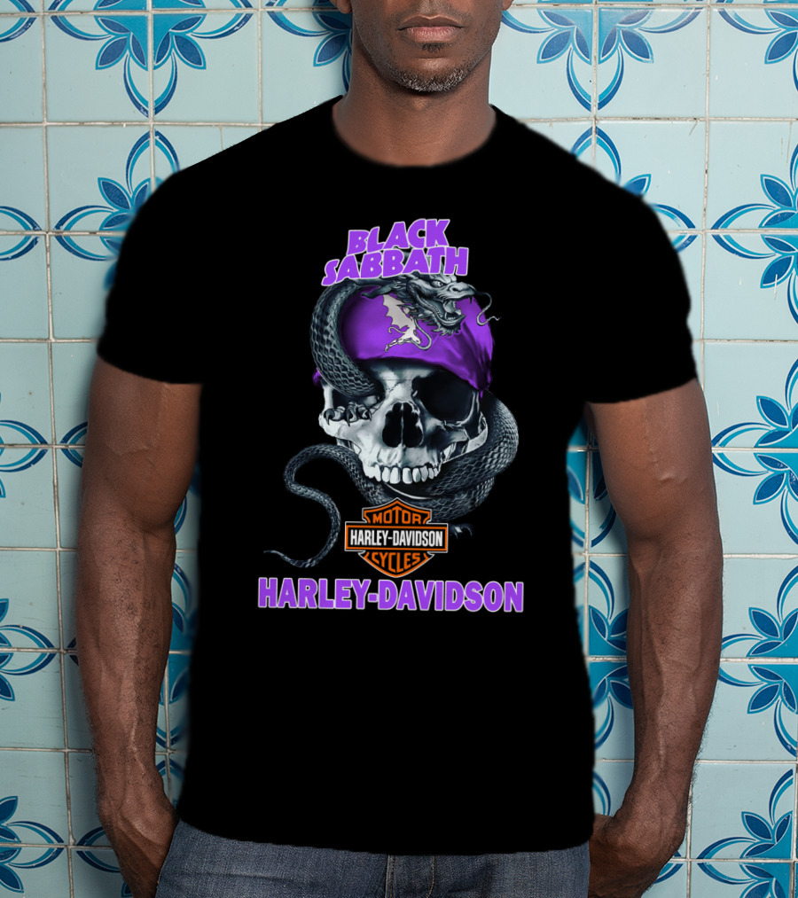 Black Sabbath Harley Davidson Skull Snake T-Shirt