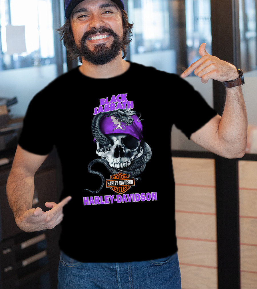 Black Sabbath Harley Davidson Skull Snake T-Shirt