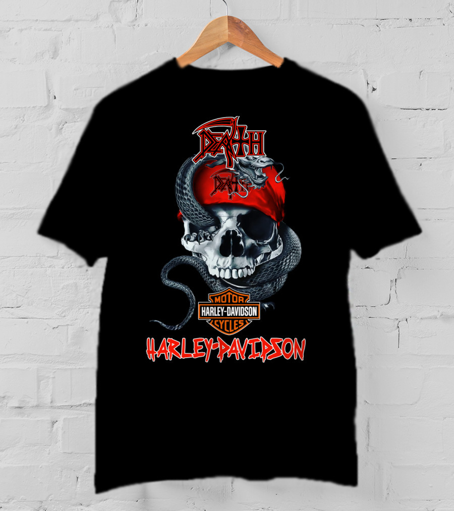 Death Skull Snake Harley Davidson Motorcycles T-Shirt