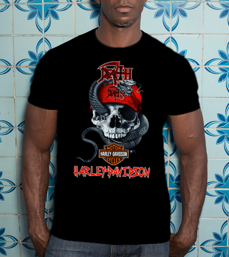 Death Skull Snake Harley Davidson Motorcycles T-Shirt