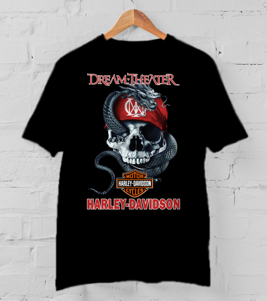 Dream Theater Harley Davidson Skull And Snake 68 Hd T-Shirt