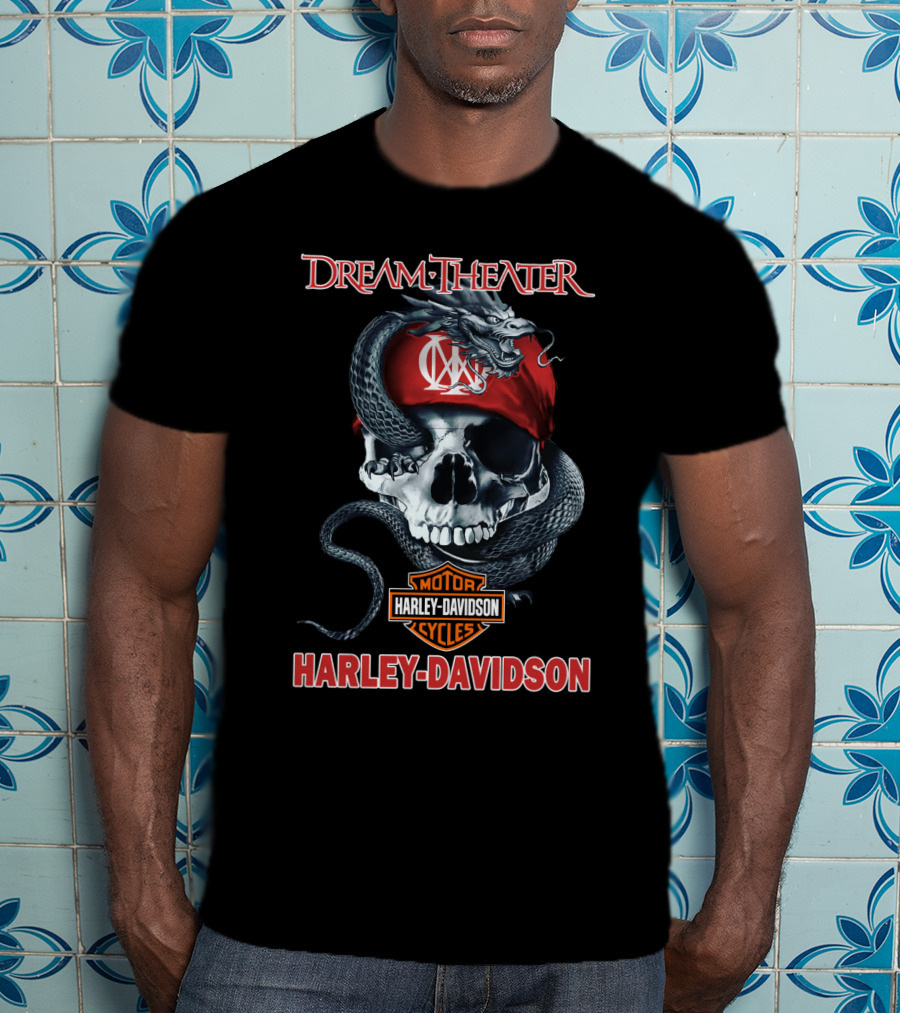 Dream Theater Harley Davidson Skull And Snake 68 Hd T-Shirt