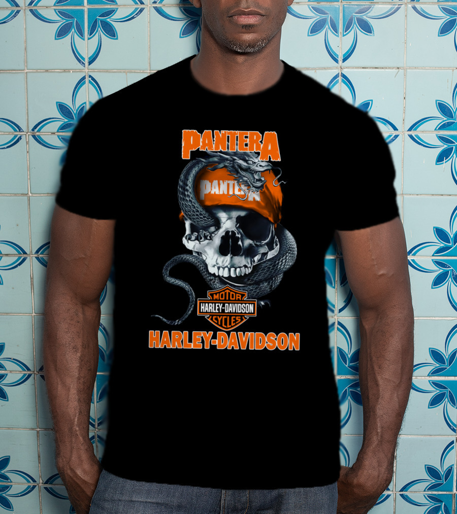 Pantera Harley Davidson Motorcycles Skull And Snake T-Shirt