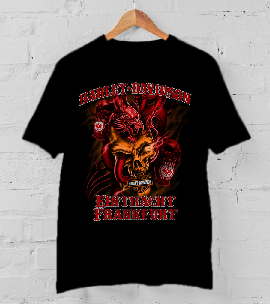 Harley Davidson Eintracht Frankfurt Dh 85 Hd Cycles Skull And Eagle T-Shirt