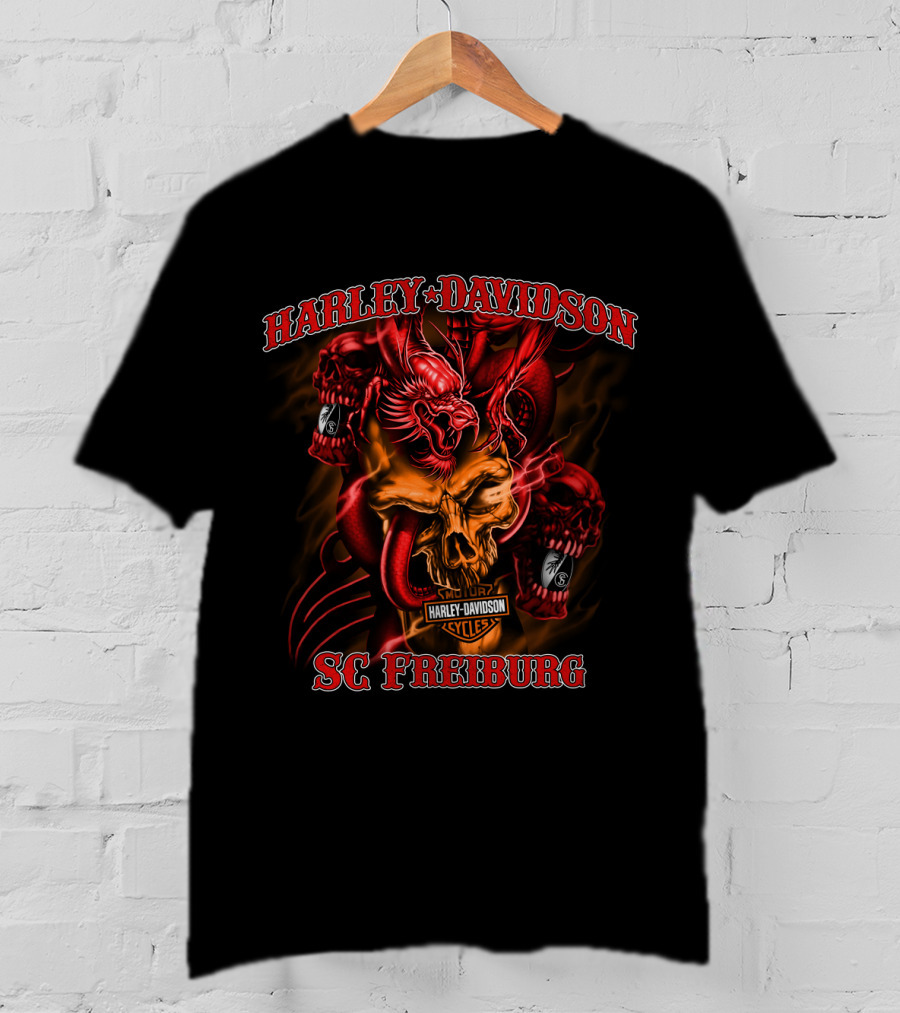 Harley Davidson Sc Freiburg Skull And Dragons T-Shirt