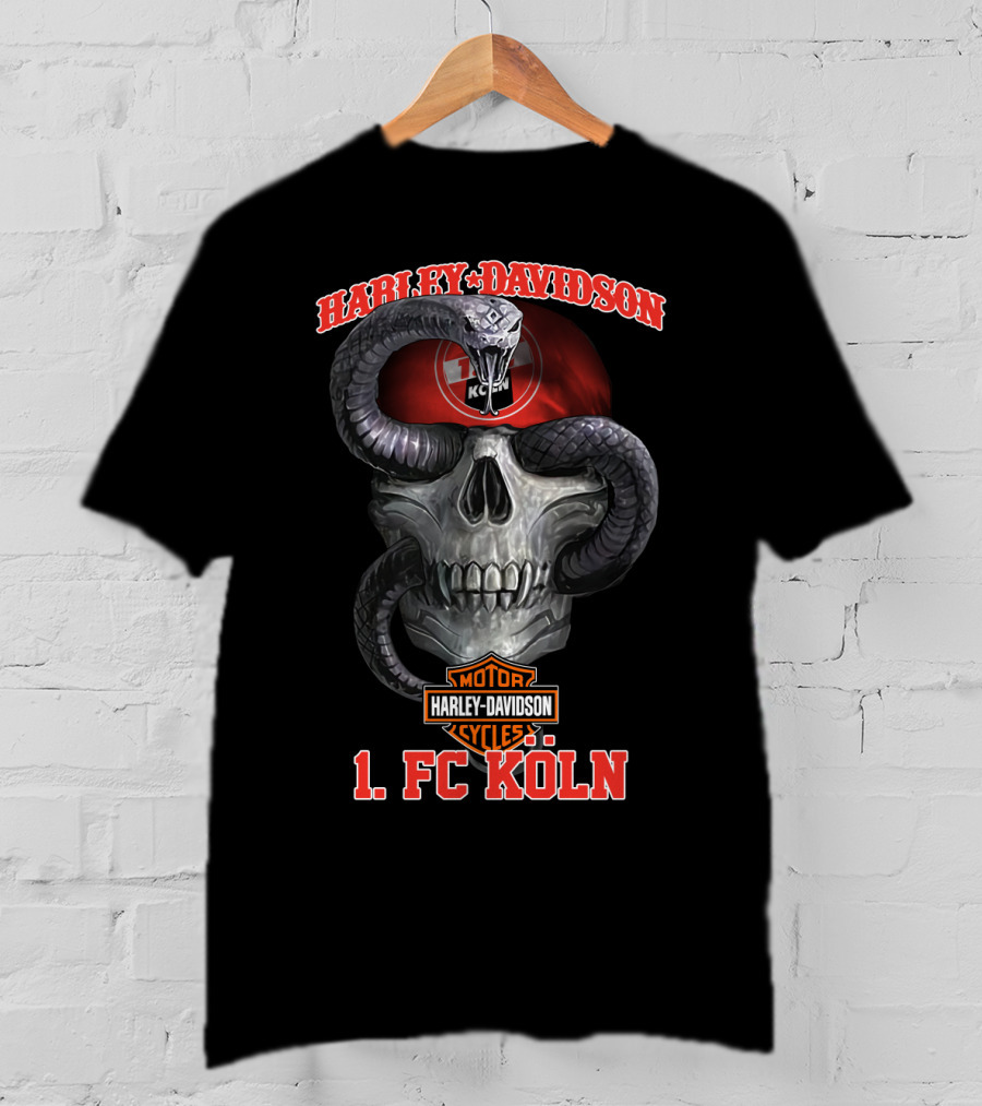 Harley Davidson Motor Cycles 1. Fc Köln Skull Serpent T-Shirt