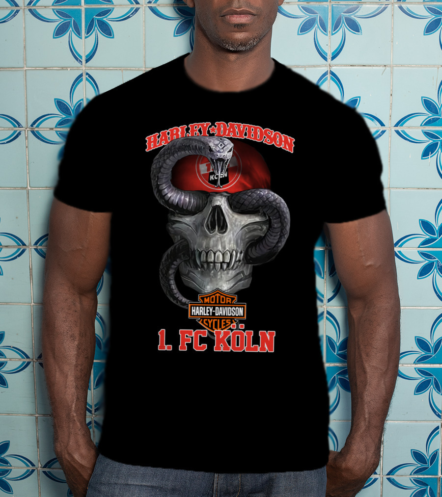 Harley Davidson Motor Cycles 1. Fc Köln Skull Serpent T-Shirt