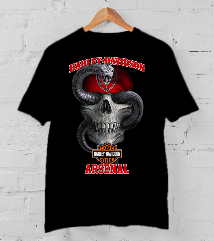 Harley Davidson Motorcycles Arsenal Skull And Snake T-Shirt