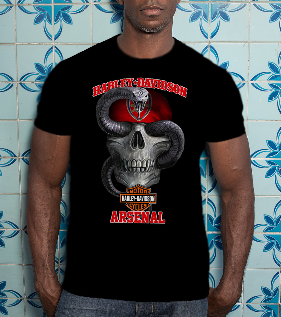 Harley Davidson Motorcycles Arsenal Skull And Snake T-Shirt