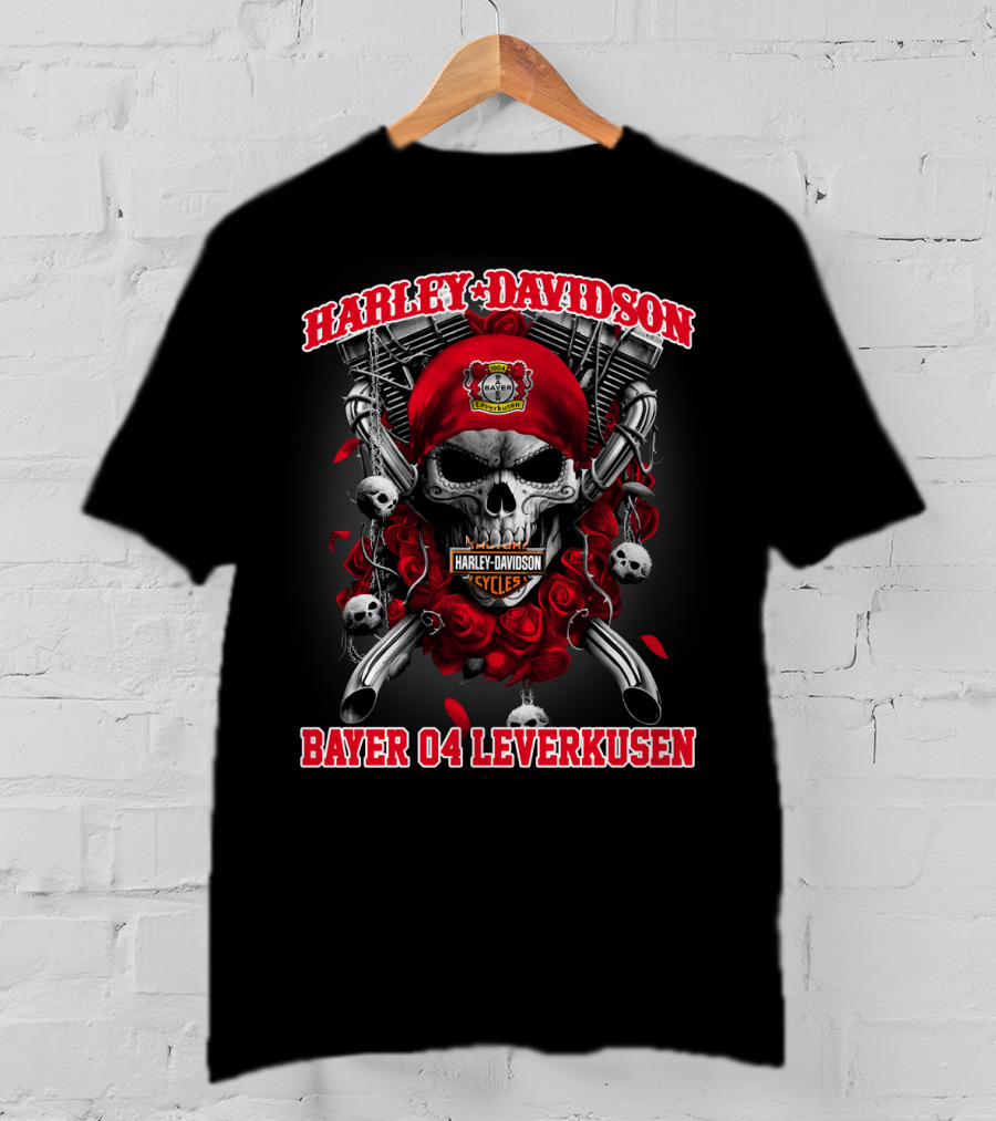 Harley Davidson Cycles Skull Bayer 04 Leverkusen T-Shirt