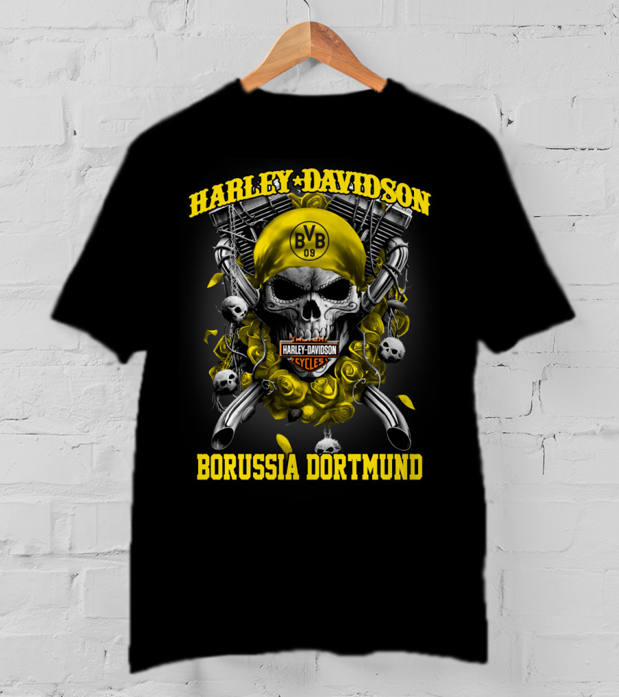 Harley Davidson Bvb 09 Borussia Dortmund Cycles Skull T-Shirt
