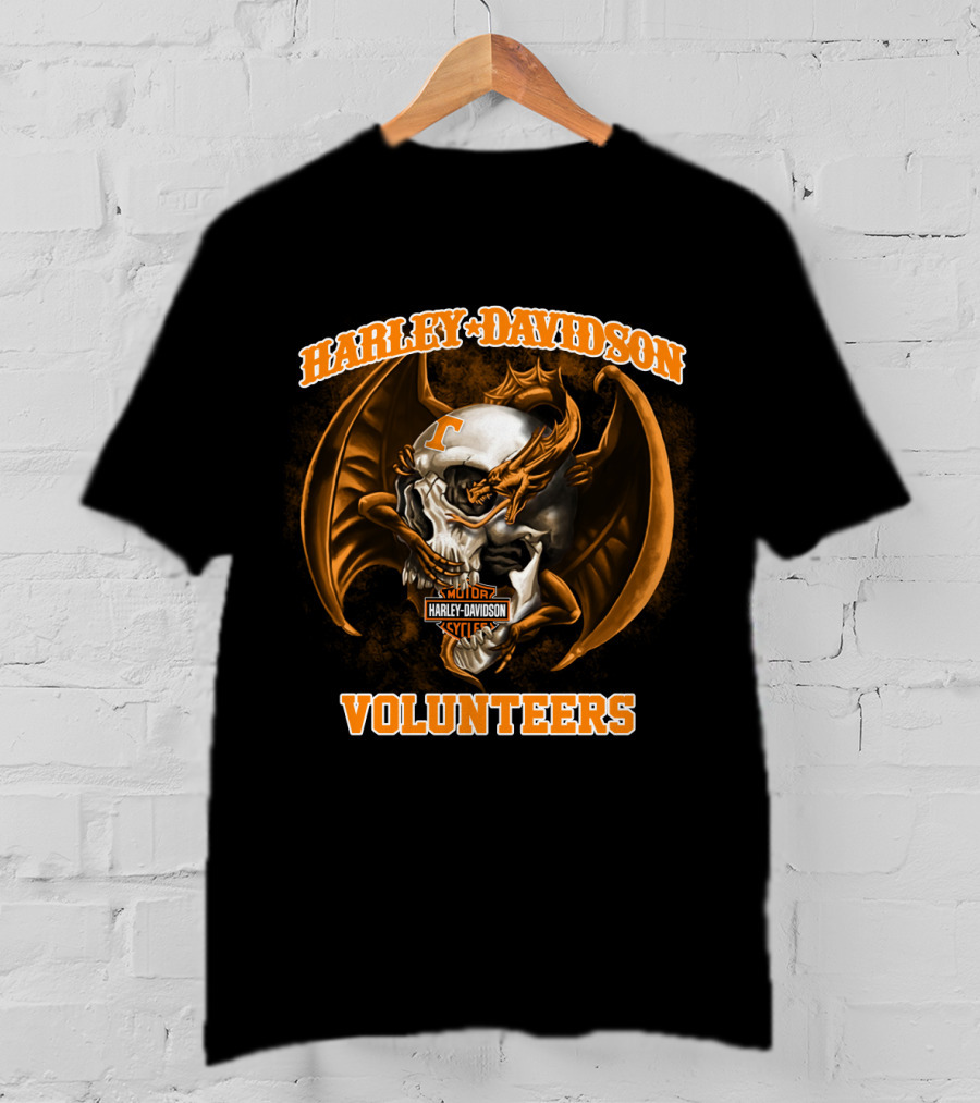 Harley Davidson Tennessee Volunteers Skull And Dragon T-Shirt