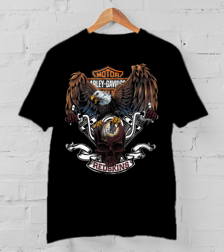 Harley Davidson Nfl Redskins Eagle Skull Motorcycles T-Shirt