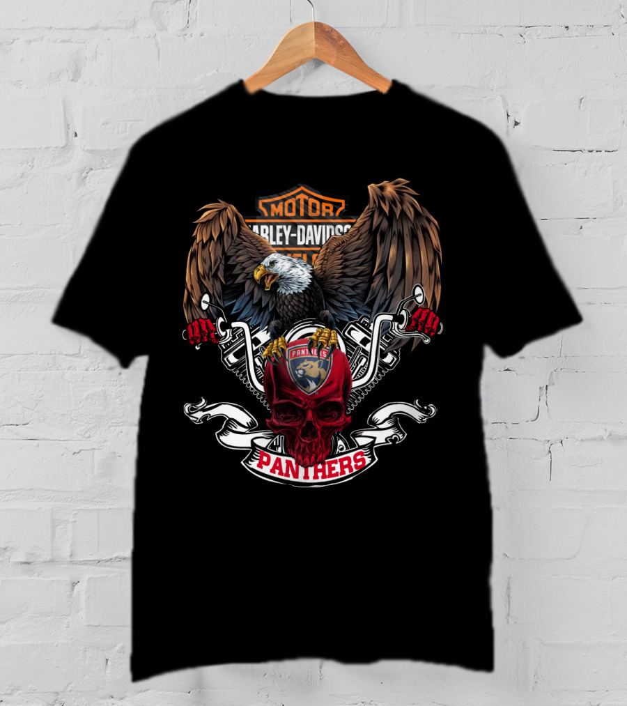 Harley Davidson Nhl Florida Panthers Eagle Skull Motorcycle T-Shirt