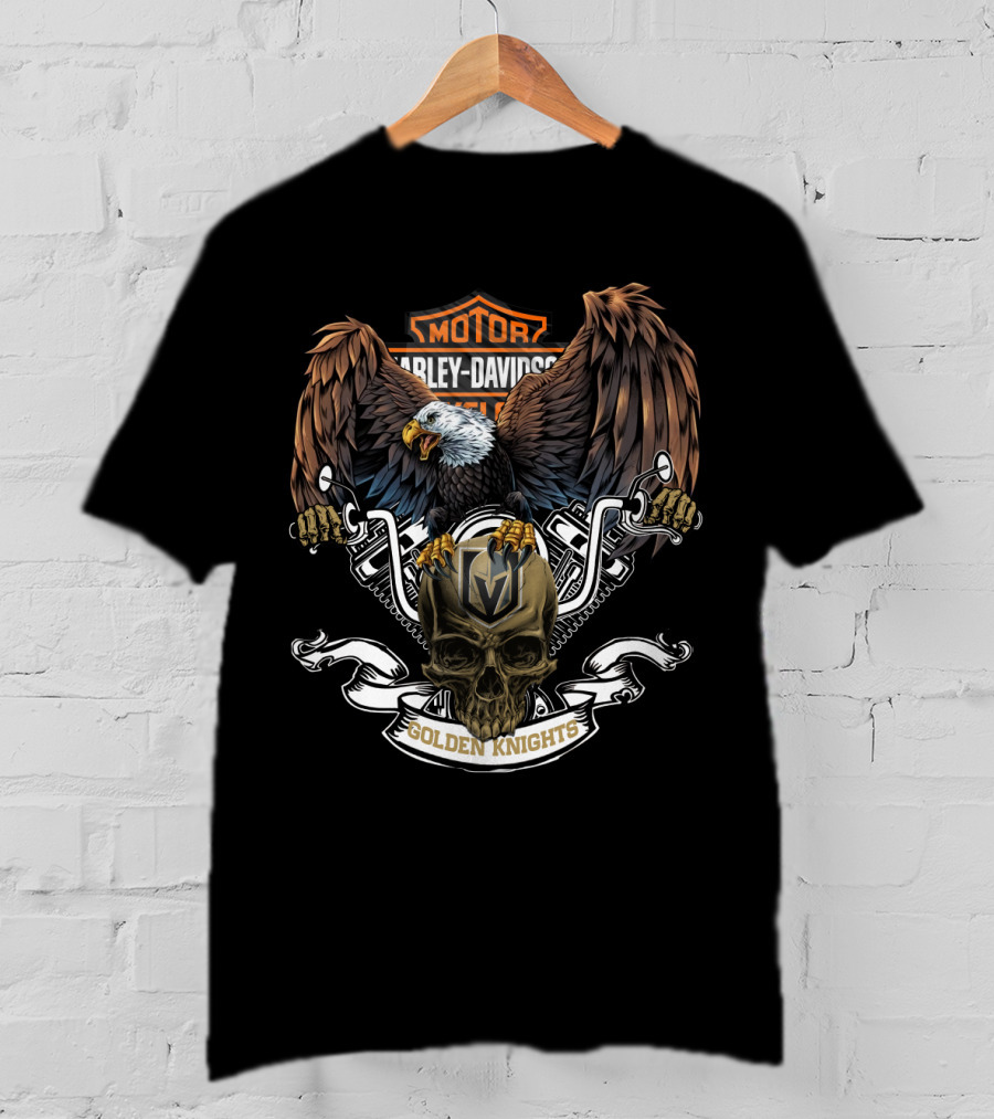 Harley Davidson Eagle Skull Vegas Golden Knights Nfl T-Shirt