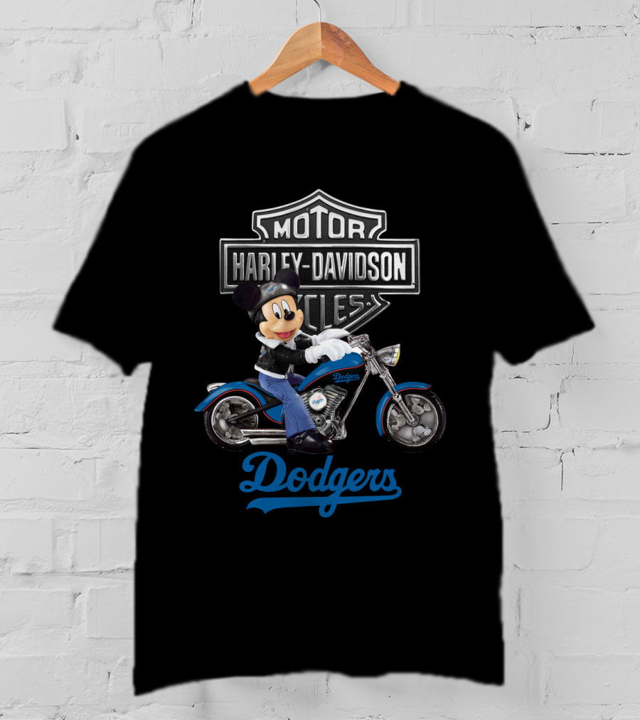 Mickey Mouse Harley Davidson Motorcycles Los Angeles Dodgers T-Shirt