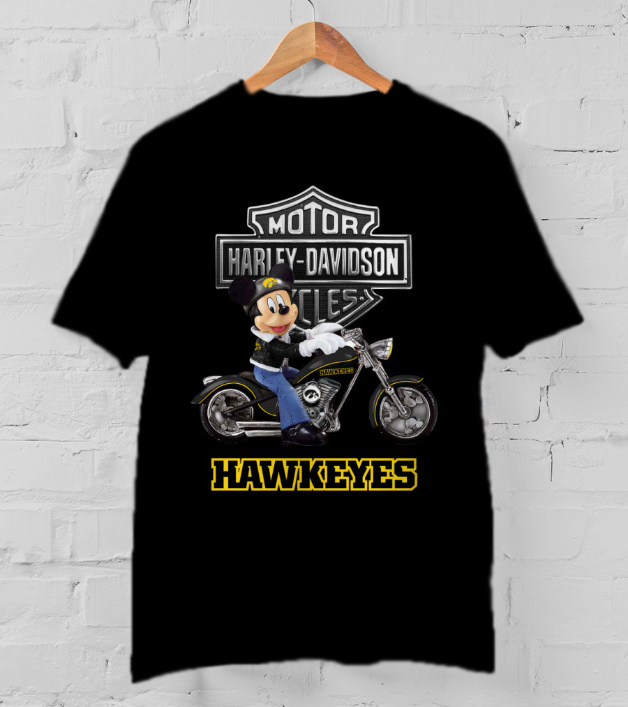 Mickey Mouse Harley Davidson Iowa Hawkeyes Motorcycle T-Shirt