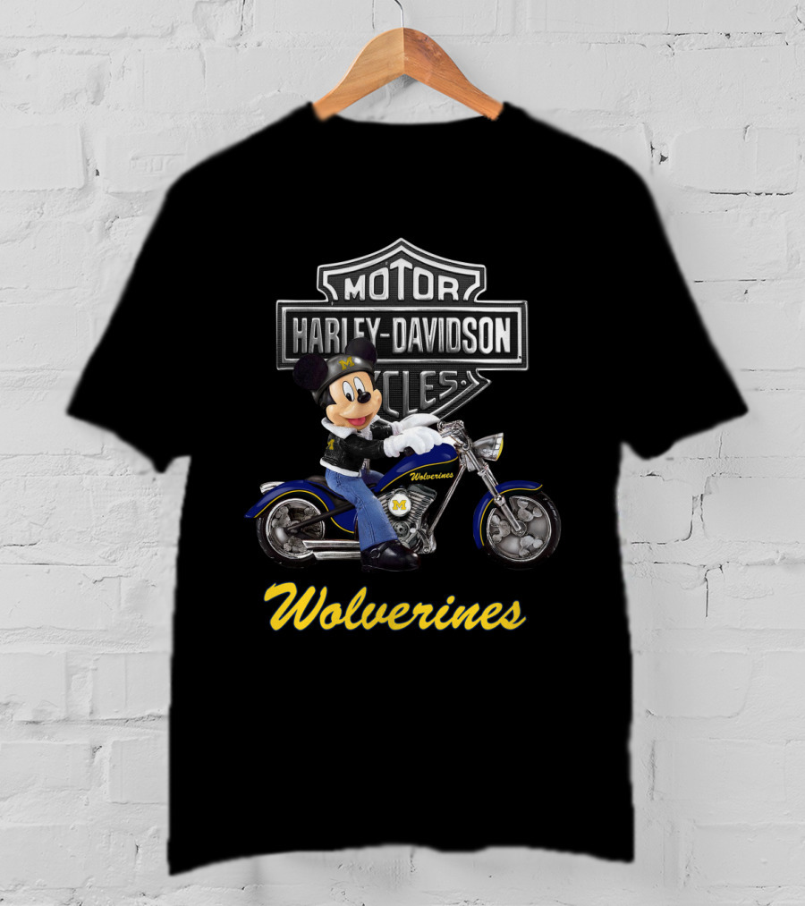 Motor Harley Davidson Cycles Wolverines Michigan Motorcycle Character T-Shirt