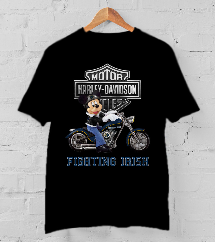Mickey Mouse Harley Davidson Motorcycles Notre Dame Fighting Irish T-Shirt