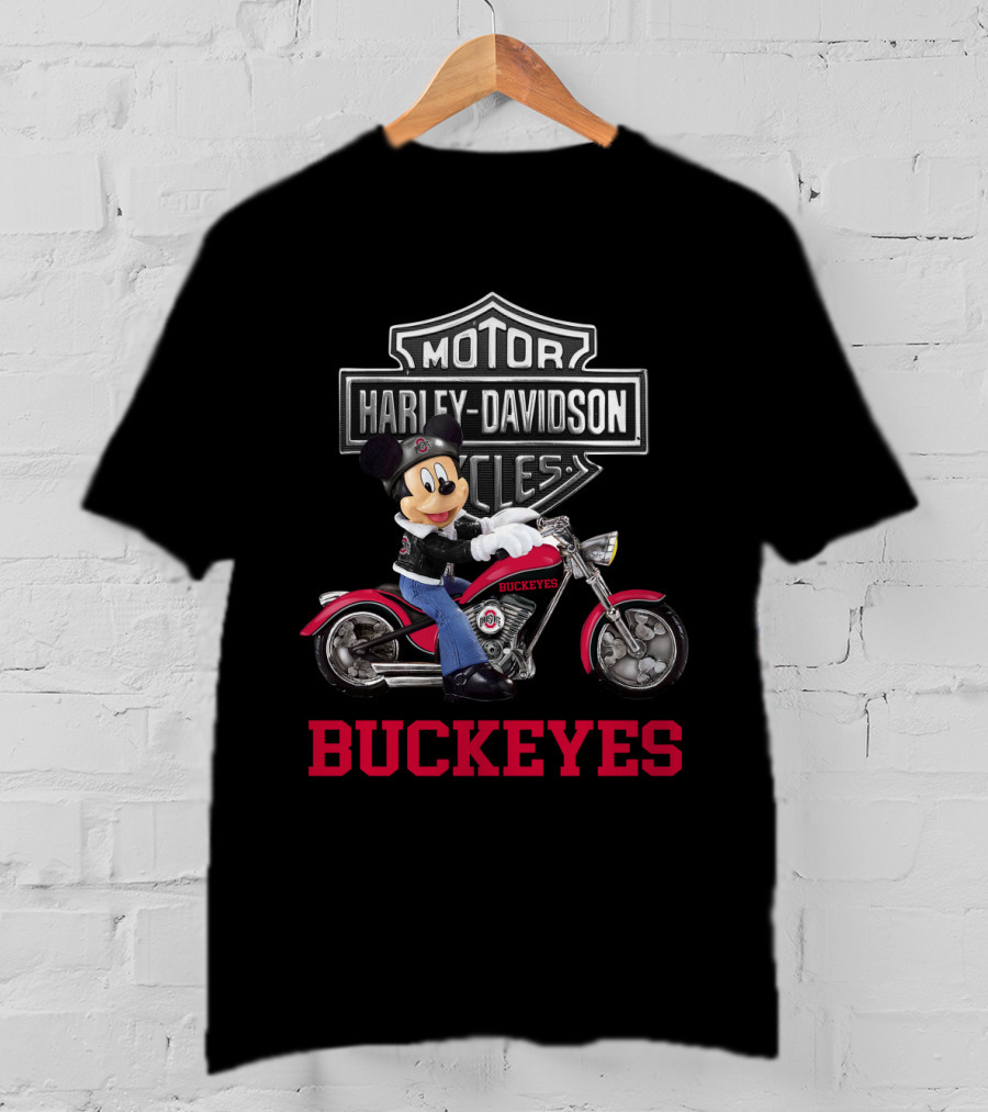 Buckeyes Mickey Mouse Harley Davidson Motorcycles T-Shirt