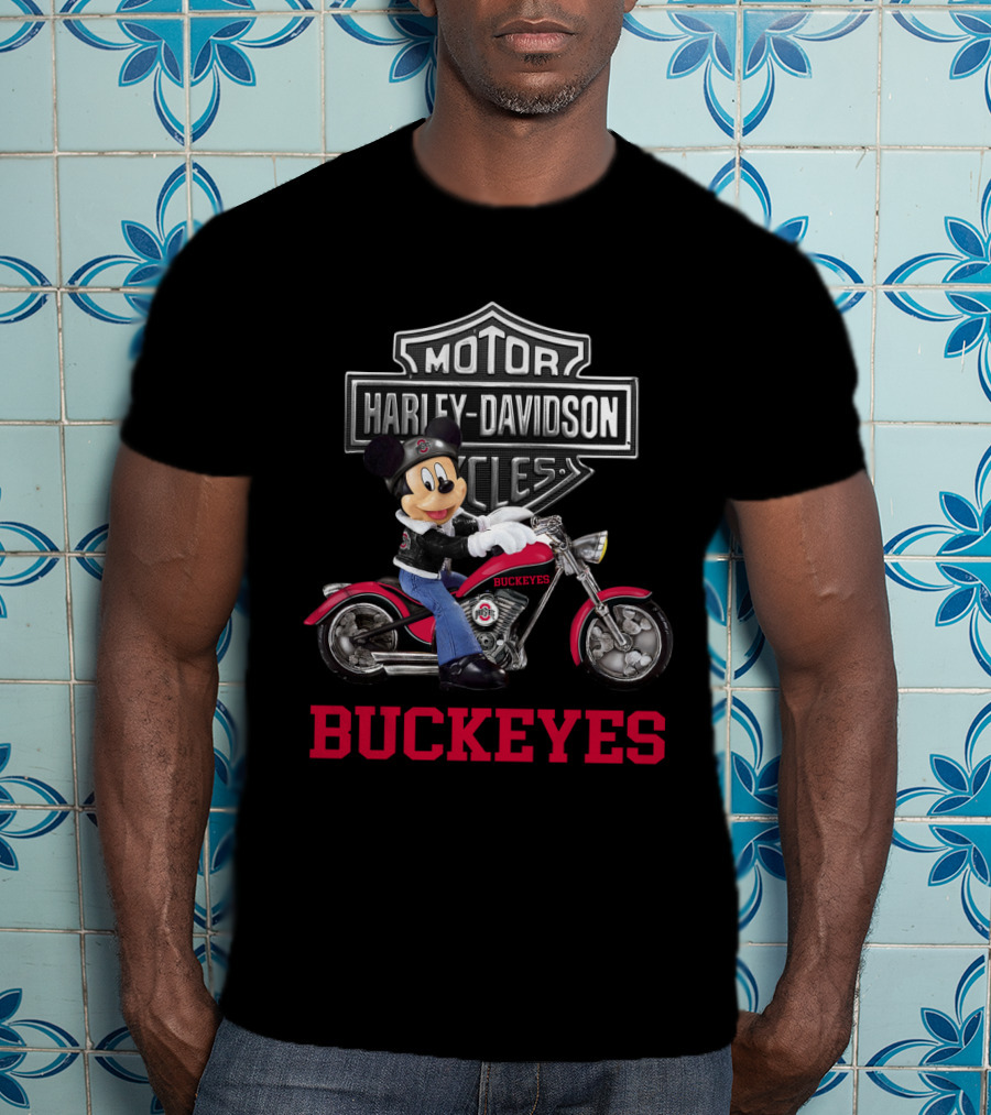 Buckeyes Mickey Mouse Harley Davidson Motorcycles T-Shirt