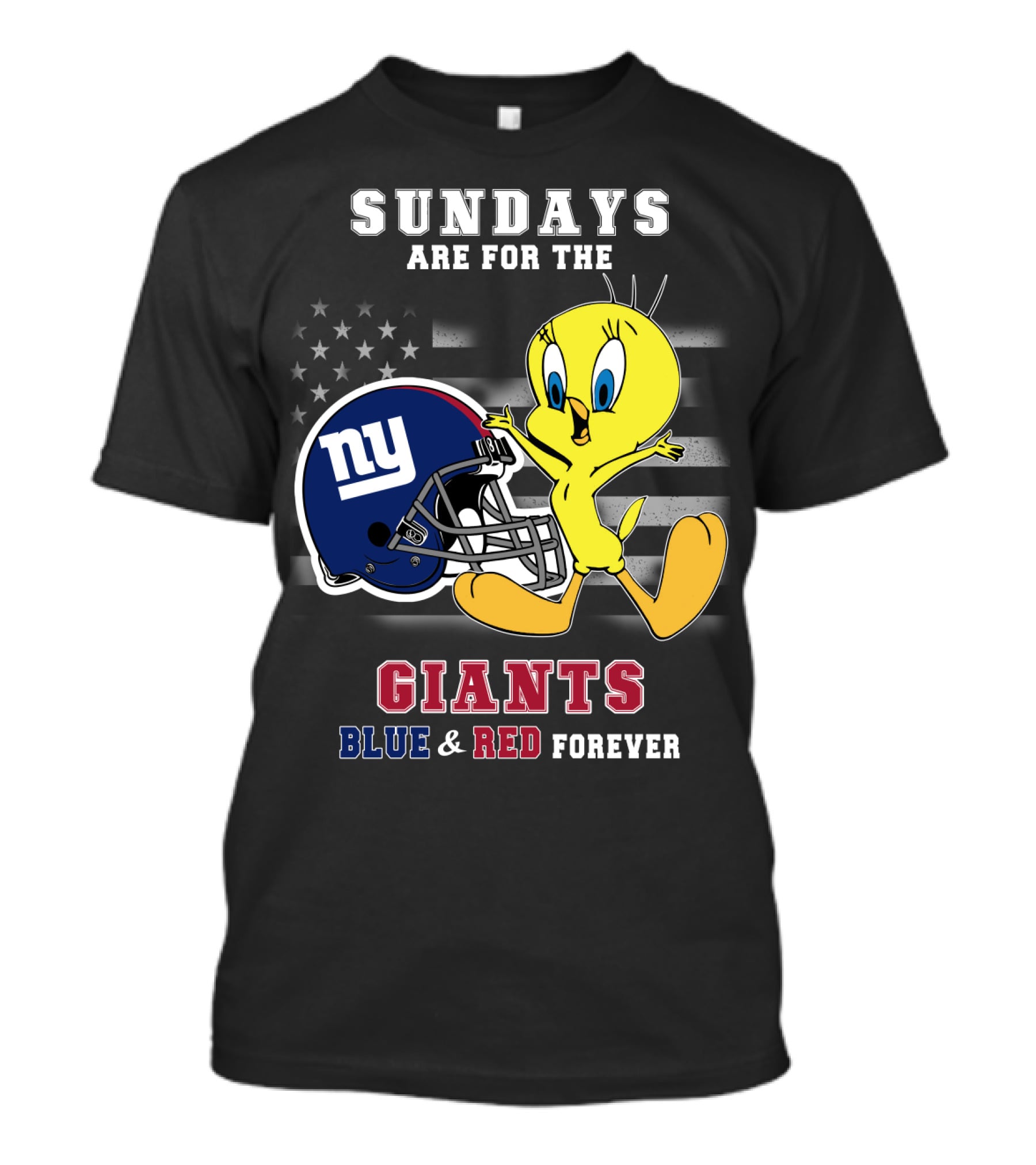 Sundays Are For The Giants Blue And Red Forever Tweety Football Helmet T-Shirt