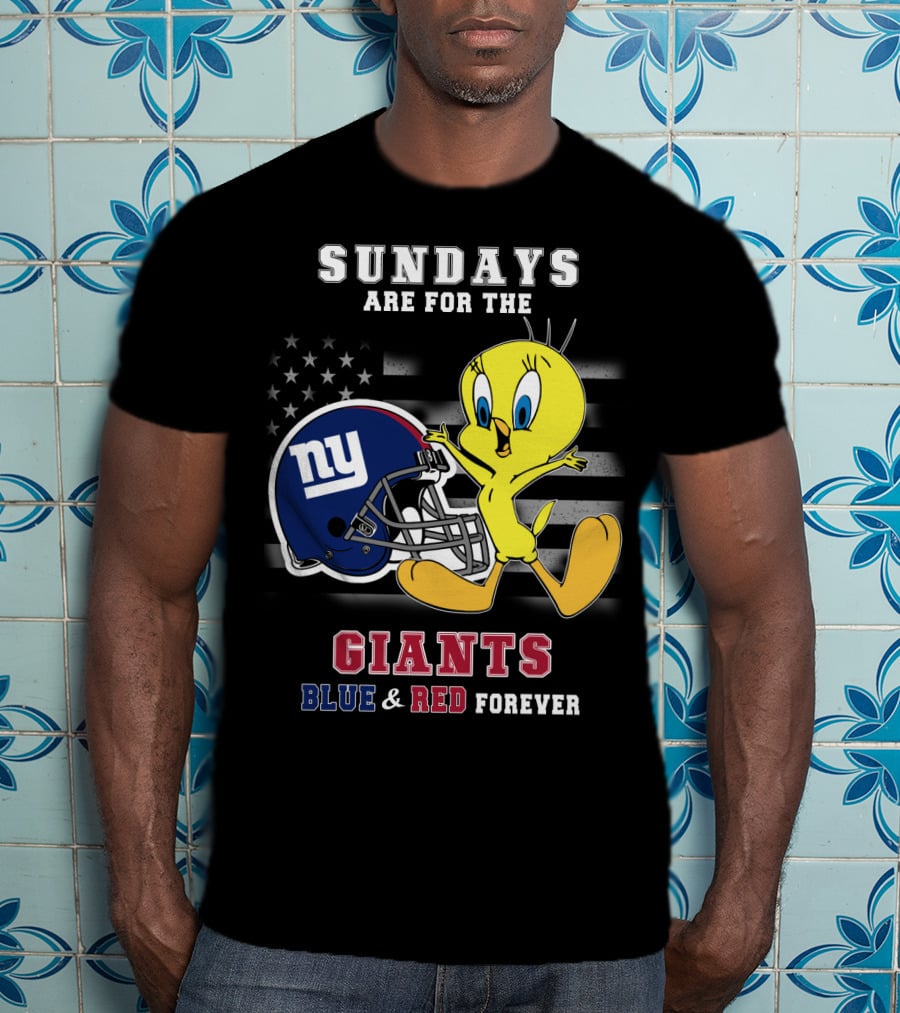 Sundays Are For The Giants Blue And Red Forever Tweety Football Helmet T-Shirt