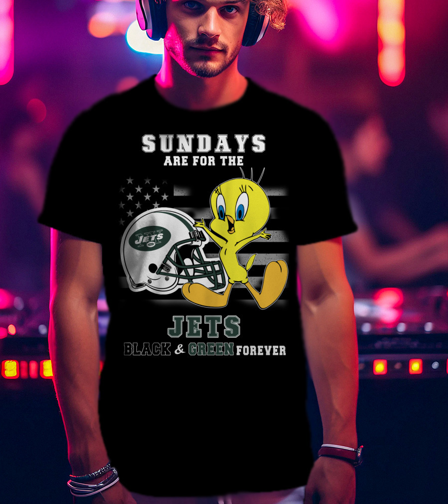 Sundays Are For The Jets Black & Green Forever Tweety T-Shirt