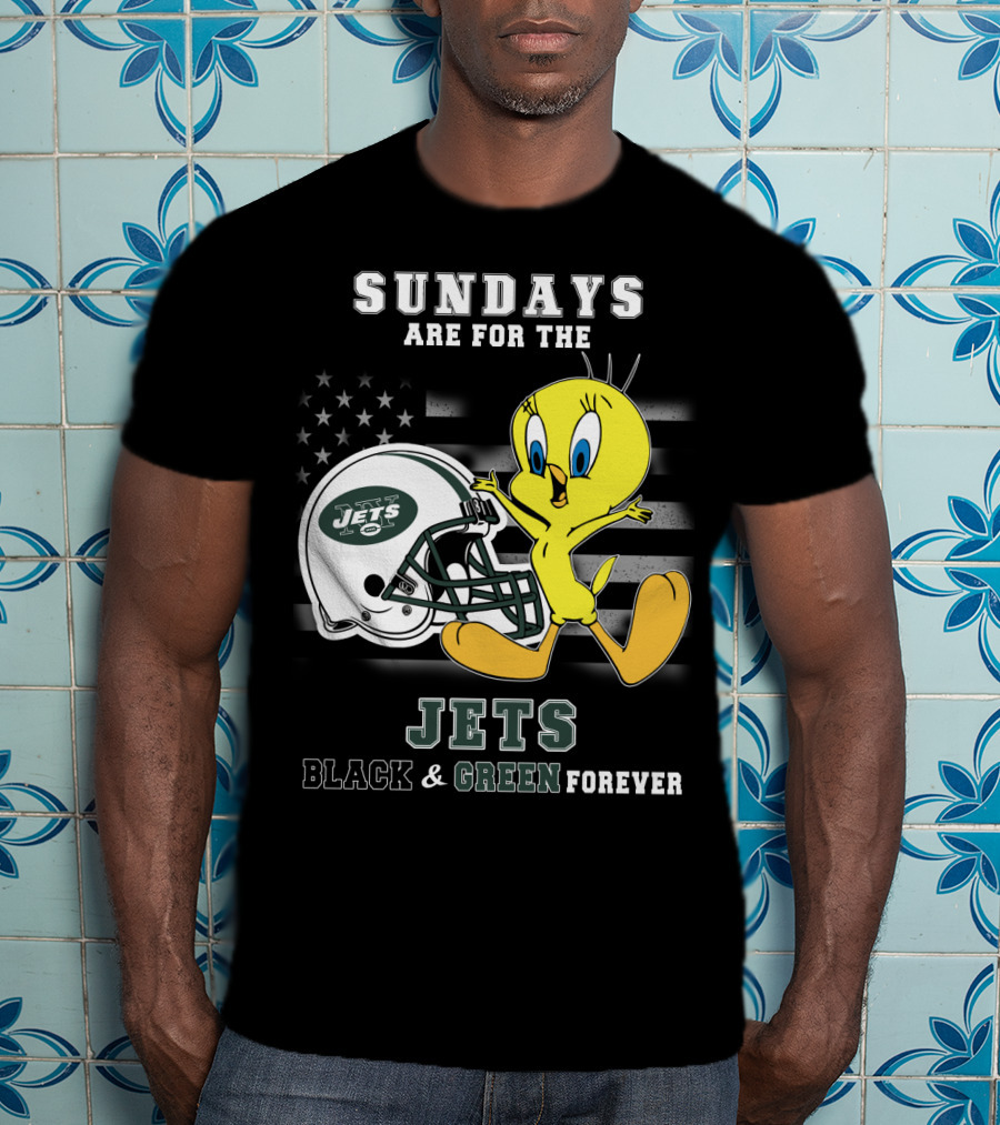 Sundays Are For The Jets Black & Green Forever Tweety T-Shirt