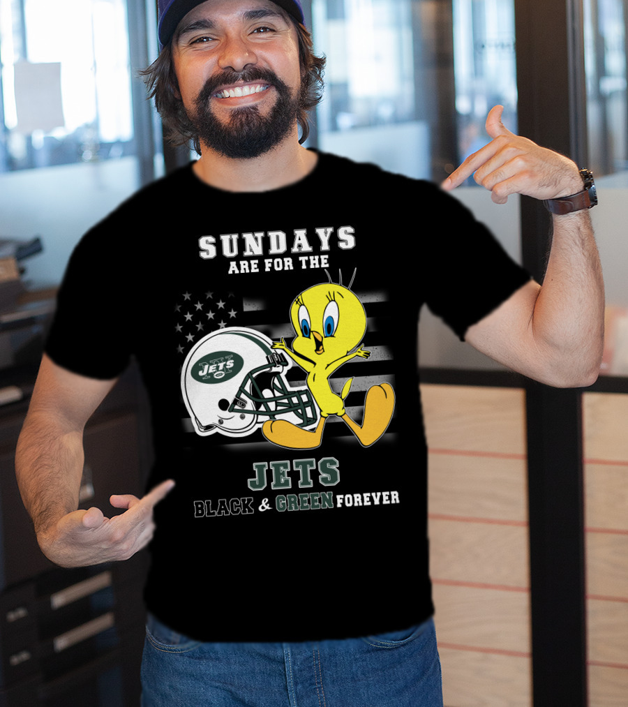 Sundays Are For The Jets Black & Green Forever Tweety T-Shirt