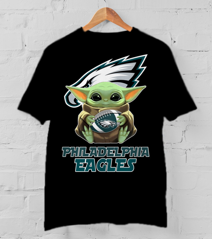 Philadelphia Eagles Baby Yoda Football T-Shirt