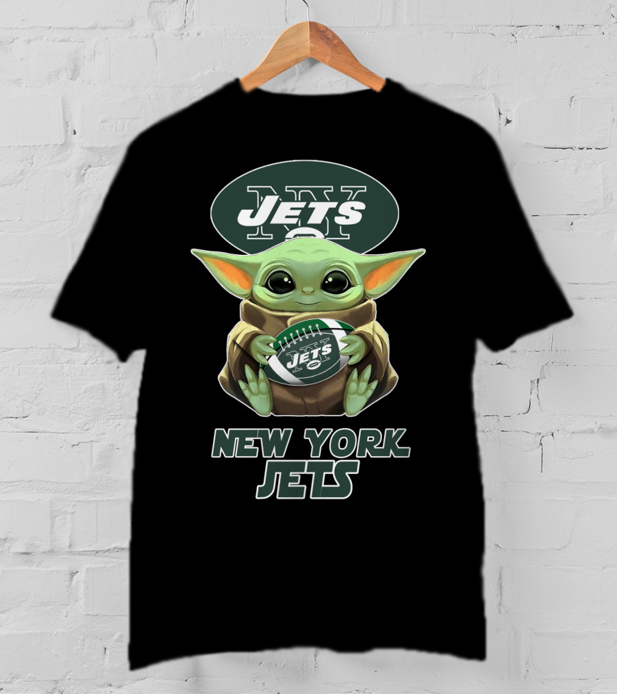 New York Jets Baby Yoda Football T-Shirt