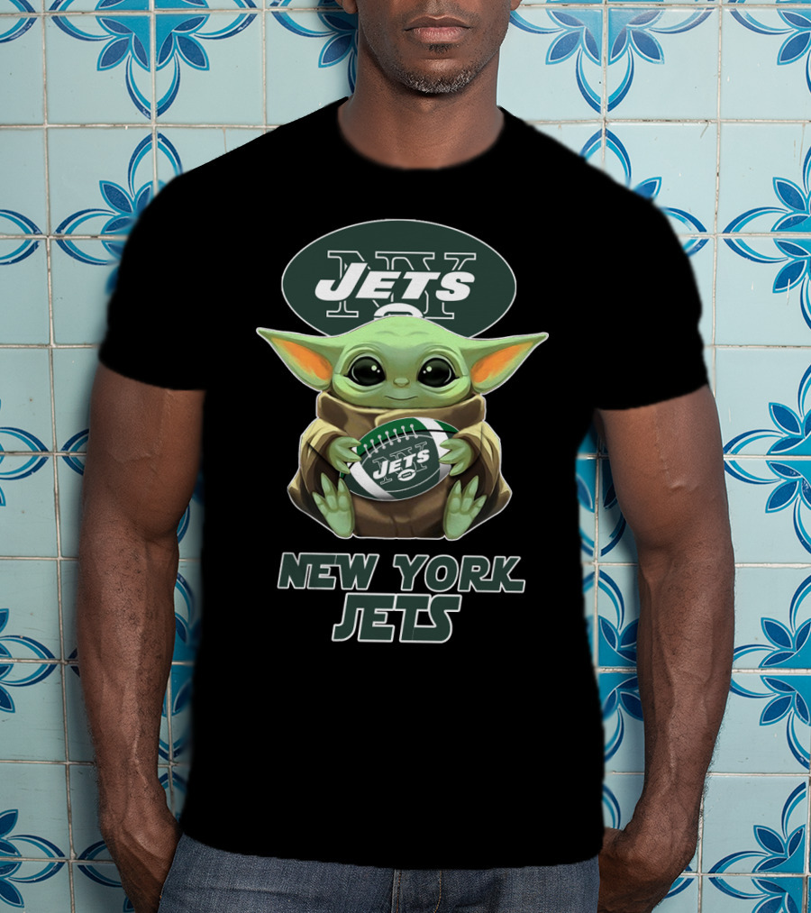 New York Jets Baby Yoda Football T-Shirt