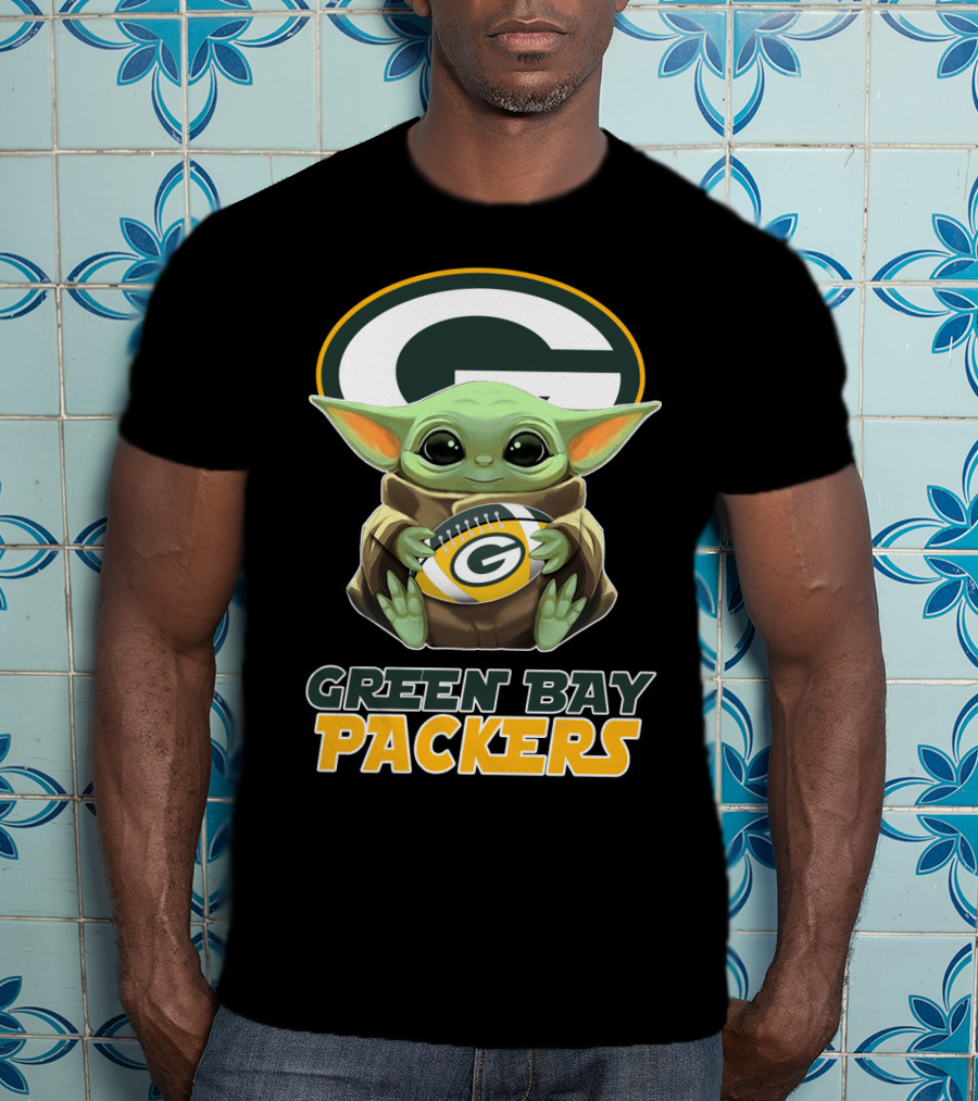 Green Bay Packers Baby Yoda Holding Football T-Shirt